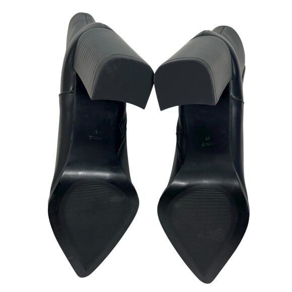 Mango Pointed Toe Block Heel Ankle Boots Black Size 37/ 6.5 - Picture 10 of 12